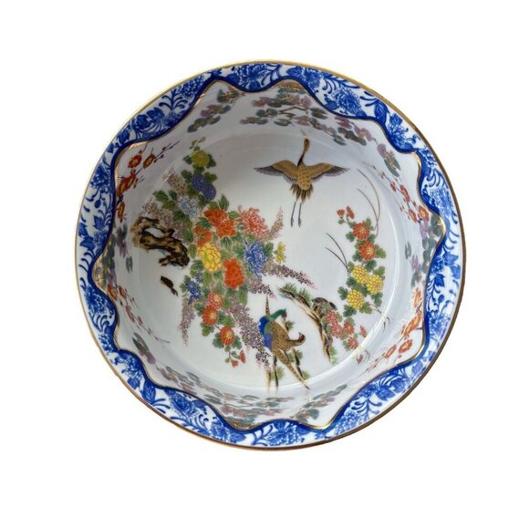 Unbranded Other - Rare Japanese Imari Hand Painted Porcelain Bowl with Floral and Birds Motifs